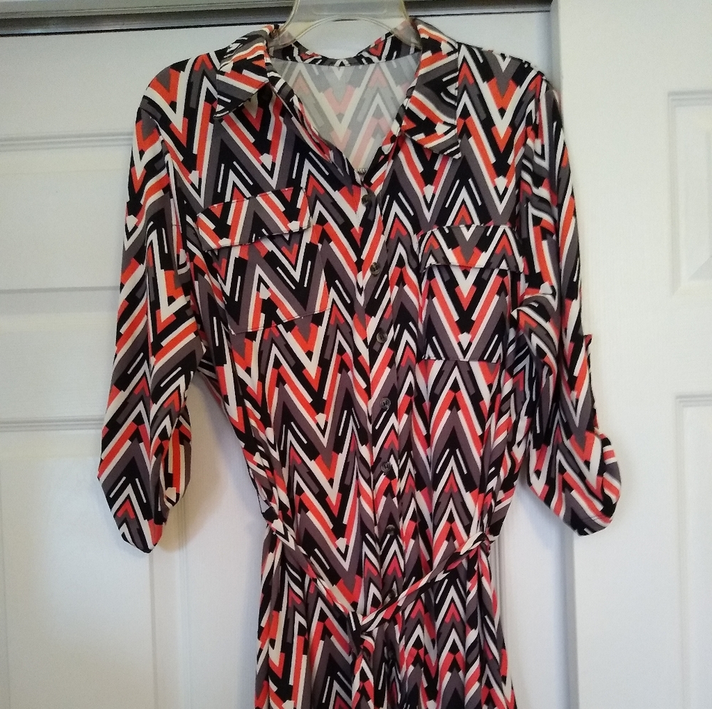 Women's button up tunic with belt